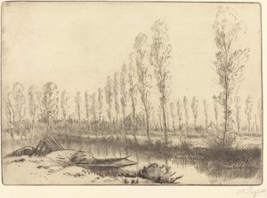 Populieren bij Amiens door Alphonse Legros