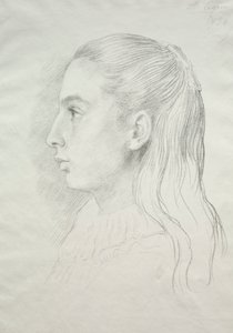 Portret van juffrouw Nora E. Legros, 1896 door Alphonse Legros
