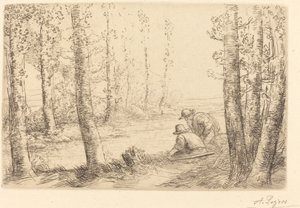 Rust langs de oevers van de rivier door Alphonse Legros