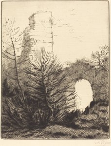 Ruïnes van een klooster (Les ruines du monastere) door Alphonse Legros