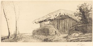 Herderhut op een heuvel (Bergerie sur le coteau) door Alphonse Legros