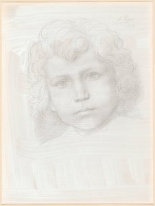Studie van Cupido (hoofd van een meisje) door Alphonse Legros