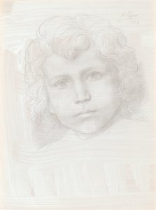 Studie van Cupido Hoofd van een meisje, 1904 door Alphonse Legros