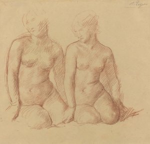 Studie van Twee Figuren die Zij aan Zij Zitten