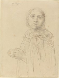 Studie van een biddende vrouw
