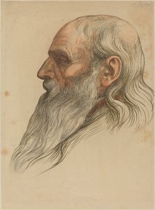 Studie van een mannenhoofd met een volle baard door Alphonse Legros