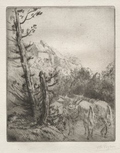 De boerderij op de heuvel door Alphonse Legros