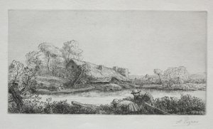 De boerderij aan de rivier (La Ferme Sur La Rivière: Effet Du Soir) door Alphonse Legros