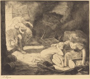 De brand, 2e plaat door Alphonse Legros