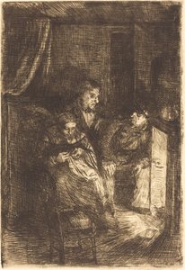 De haard Le foyer door Alphonse Legros