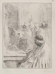 De monniken in de kerk door Alphonse Legros