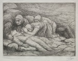 Triomf van de Dood: De Dood bij een familie van zeelieden door Alphonse Legros