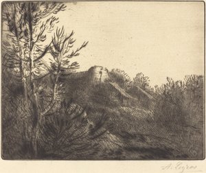 Uitzicht op een boerderij door Alphonse Legros