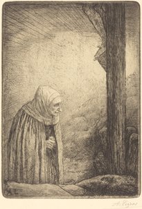 Vrouw aan de voet van het kruis Femme au calvaire door Alphonse Legros