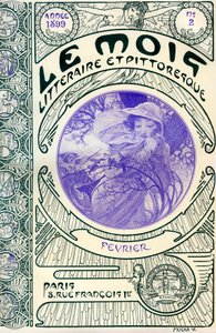 Omslag van het tijdschrift (maandblad) Le Mois litteraire et picturesque door Alphonse Mucha (1860-1939): maand februari 1899 - Maison de la Bonne Presse -