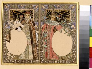 Illustratie van een boek (sprookje of legende) door Alphonse Marie Mucha