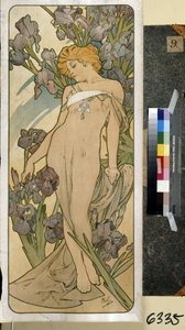 Iris (deel van de bloemenserie) door Alphonse Marie Mucha