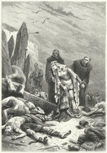 Edith de Schone ontdekt het lichaam van koning Harold op het slagveld van Hastings door Alphonse Marie de (after) Neuville
