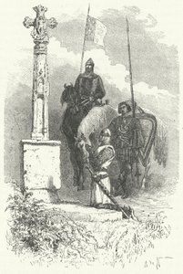 Ferdinand I van Leon die bidt voor een kruis door Alphonse Marie de (after) Neuville