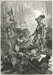 Francis I van Frankrijk gevangen genomen bij de Slag bij Pavia door Alphonse Marie de (after) Neuville