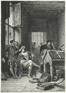 Francis I van Frankrijk met de drukker en geleerde Robert Estienne
