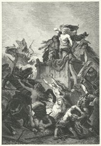 Germaanse vrouwen verdedigen hun kamp tot de dood door Alphonse Marie de (after) Neuville