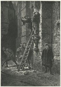 Protestanten vernietigen een beeld van de Maagd en het Kind op Notre Dame, Parijs door Alphonse Marie de (after) Neuville