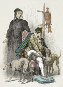 Portret van Charles 9 en Catherine de Medici (Gravure) door Alphonse Marie de Neuville