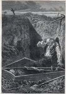 De begraafplaatsen nemen wat ze krijgen - Illustratie door Alphonse De Neuville (1835-1885) voor 