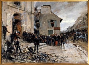 Oorlog van 1870-1871 en beleg van Parijs door de Pruisen: De strijd van Le Bourget, 30/10/1870 door Alphonse Marie de Neuville