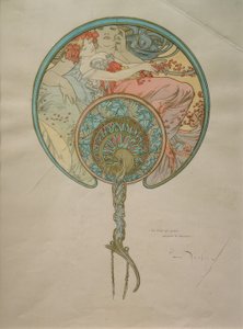 Ontwerp voor een waaier door Alphonse Mucha