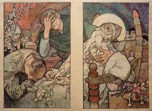 Raam van St. Veit in Praag, karton 1931 door Alphonse Mucha