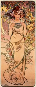 Roos, uit de serie De Vier Bloemen, 1897 door Alphonse Mucha