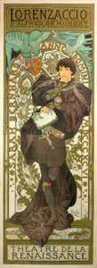 Sarah Bernhardt als Lorenzaccio door Alphonse Mucha