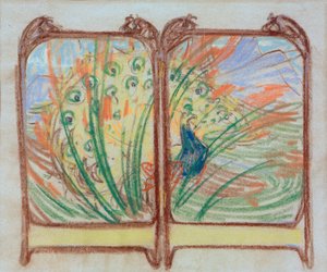 Studie voor een kamerscherm door Alphonse Mucha