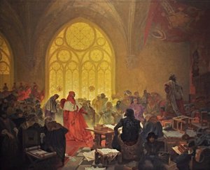 De Hussietenkoning George van Podebrady De cyclus Het Slavische Epos door Alphonse Mucha