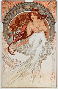 De muziek. Uit een serie lithografieën door Alphonse Mucha