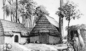 Het huis van de chef, Kalaimoku, 1819 door Alphonse Pellion