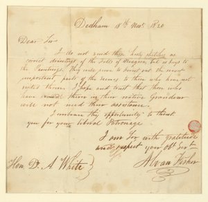 Brief aan Mr. D.A. White van de kunstenaar door Alvan Fisher