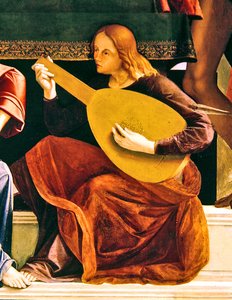 Detail van het altaarstuk van St. Ambrosius