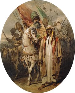 Arabische krijgers in opmars, 1855 door Amadeo Preziosi