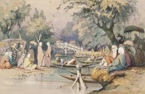 Turken bij de Tempel van Zoet Water, Constantinopel door Amadeo Preziosi