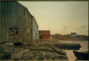 Een vissershut, Oud Hellesund door Amaldus Nielsen