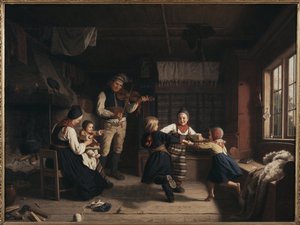 Zondagavond in een boerderij in Dalarna door Amalia Lindegren