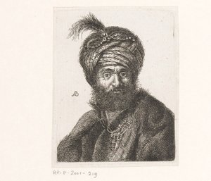 Borstbeeld van een man met een tulband door Amalie Baader