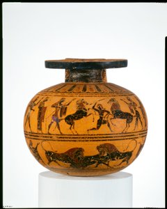Terracotta aryballos (oliefles), ca. 550 v.Chr. door Amasis Painter