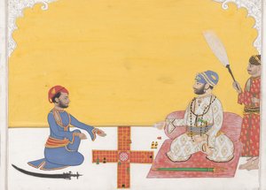 Maharaja Sovan Singh speelt pachisi, ca. 1868 door Ambav