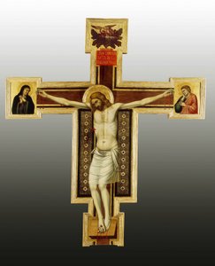 Kruisiging, 14e eeuw, schilderij van het atelier van Giotto, San Felice in Piazza, Florence