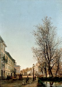 Zicht op Porta Venezia gebied, Milaan (schilderij, ca.1850) door Ambrogio Fermini