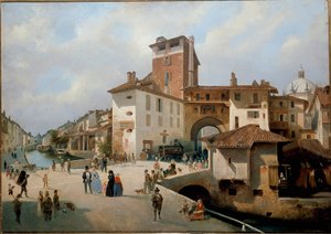 Uitzicht op de Ticinese poort, Milaan door Ambrogio Fermini